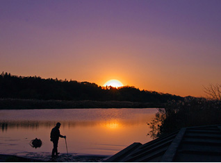 多摩川の夕日