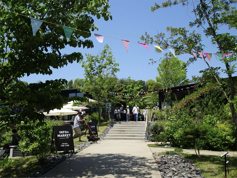 青空に木々の緑が映えます。