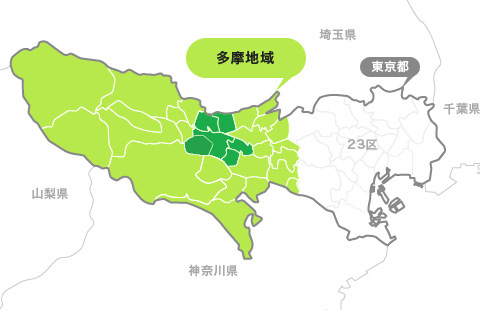 地図:北多摩西部エリア