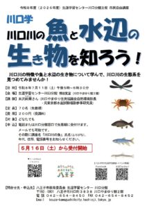 市民自由講座「川口学 川口川の魚と水辺の生き物を知ろう！」